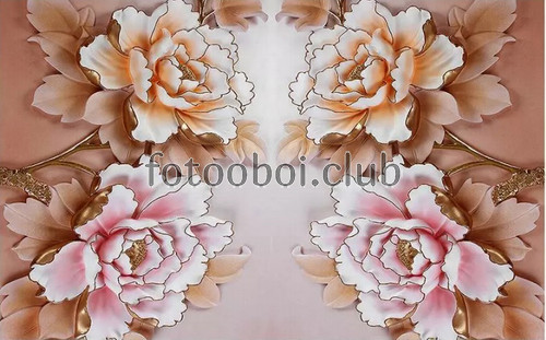 цветы, пионы, 3д, 3d, дизайнерские, барельеф
